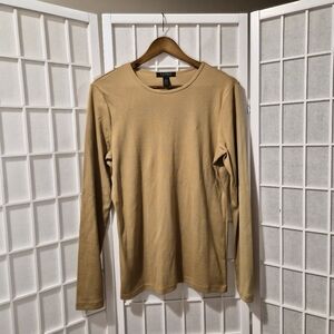 Ralph Lauren Cotton Mocca Brown Long Sleeve Top Sz L